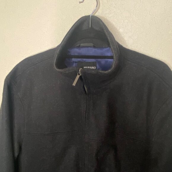 Murano Wool Blend Jacket Mens L Black Full Zip Dress Coat Lined - Picture 6 of 13